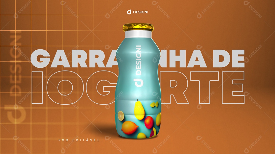 Mockup De Garrafinha Iogurte PSD Editável