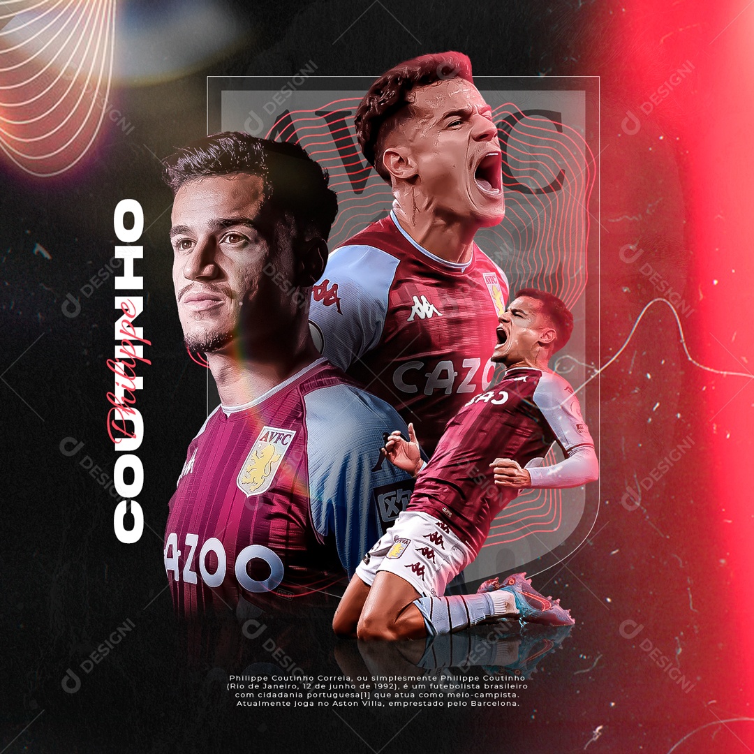 Jogador De Futebol Philippe Coutinho Correia Social Media PSD Editável