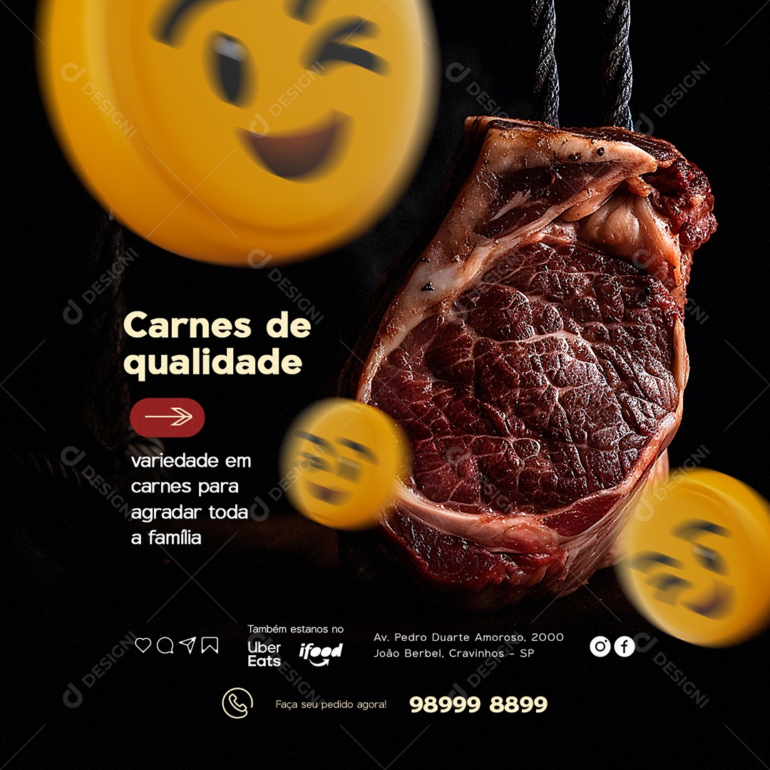 Carnes de Qualidade Açougue Social Media PSD Editável