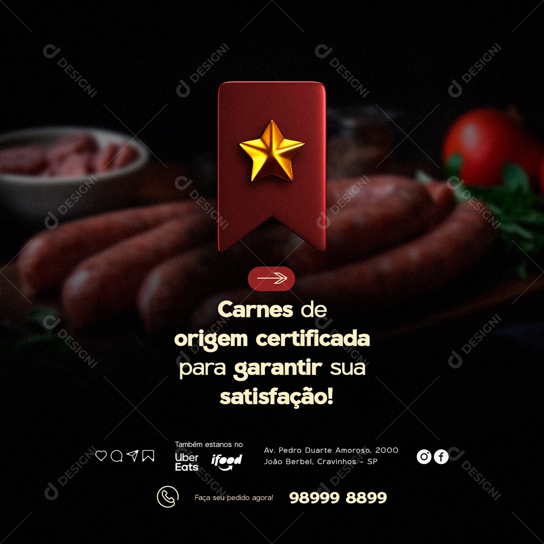 Carnes De Origem Certificada Açougue Social Media PSD Editável