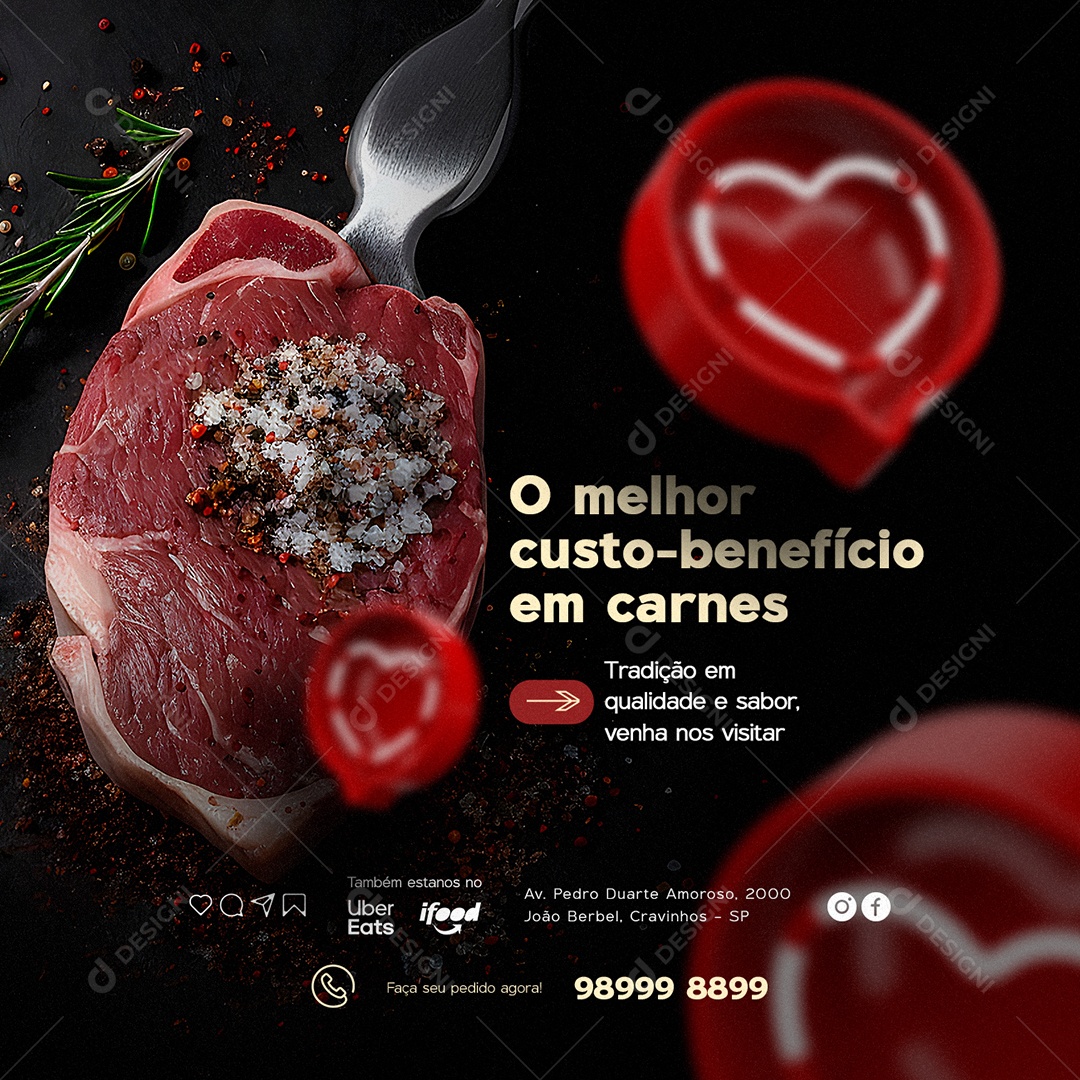 O Melhor Custo-Benefício Em Carnes Açougue Social Media PSD Editável