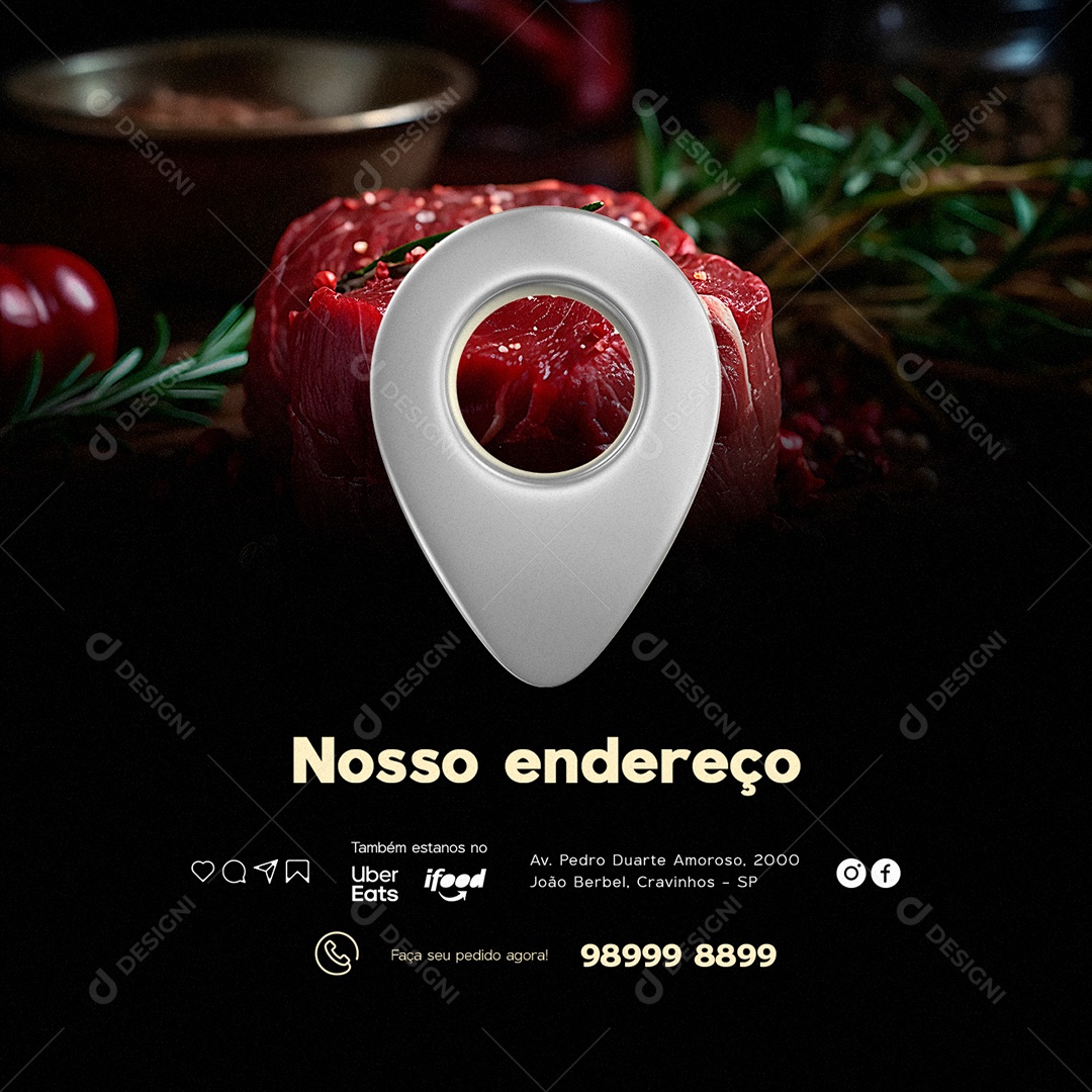 Nosso Endereço Açougue Social Media PSD Editável