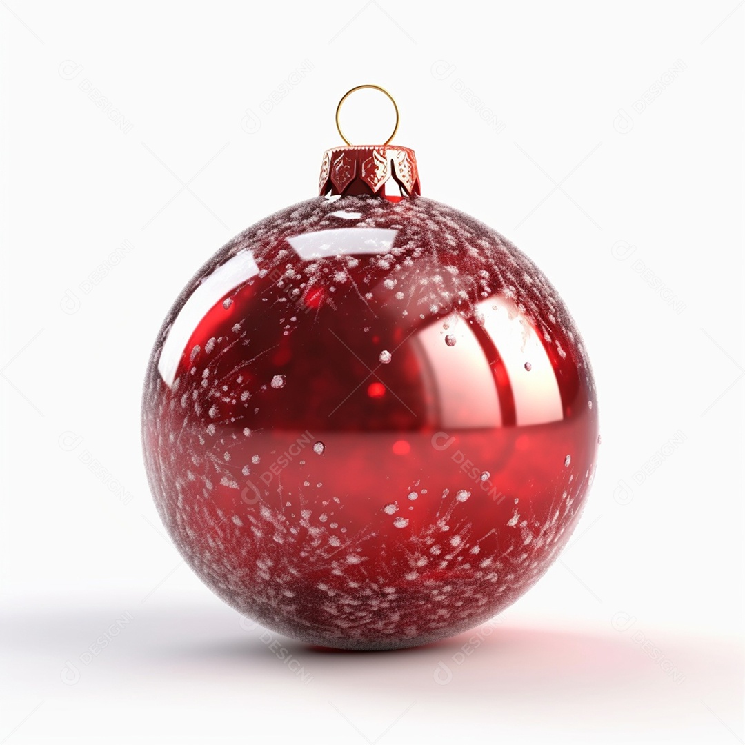 Bola de natal vermelha em fundo branco