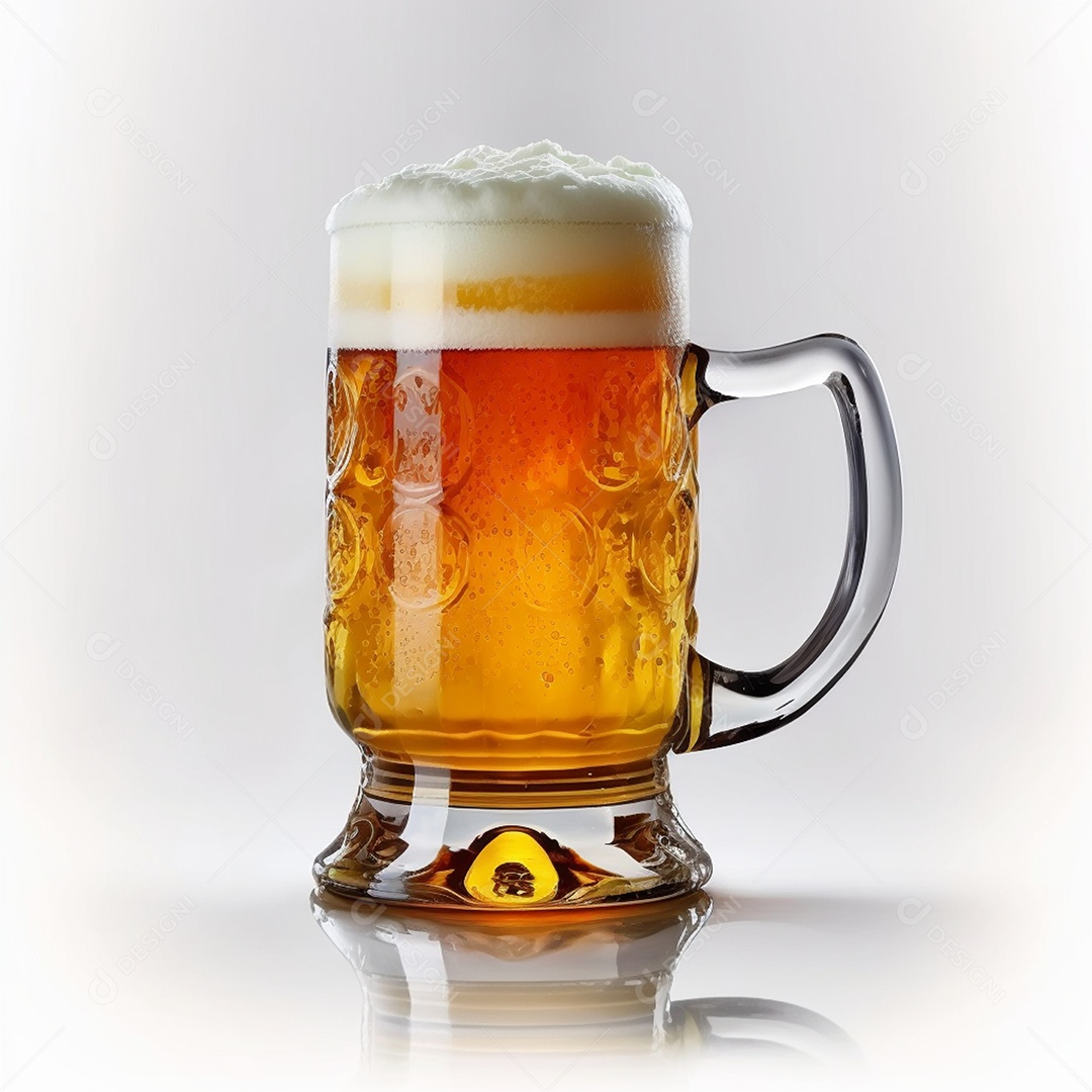 Copo de bebida cerveja em fundo branco