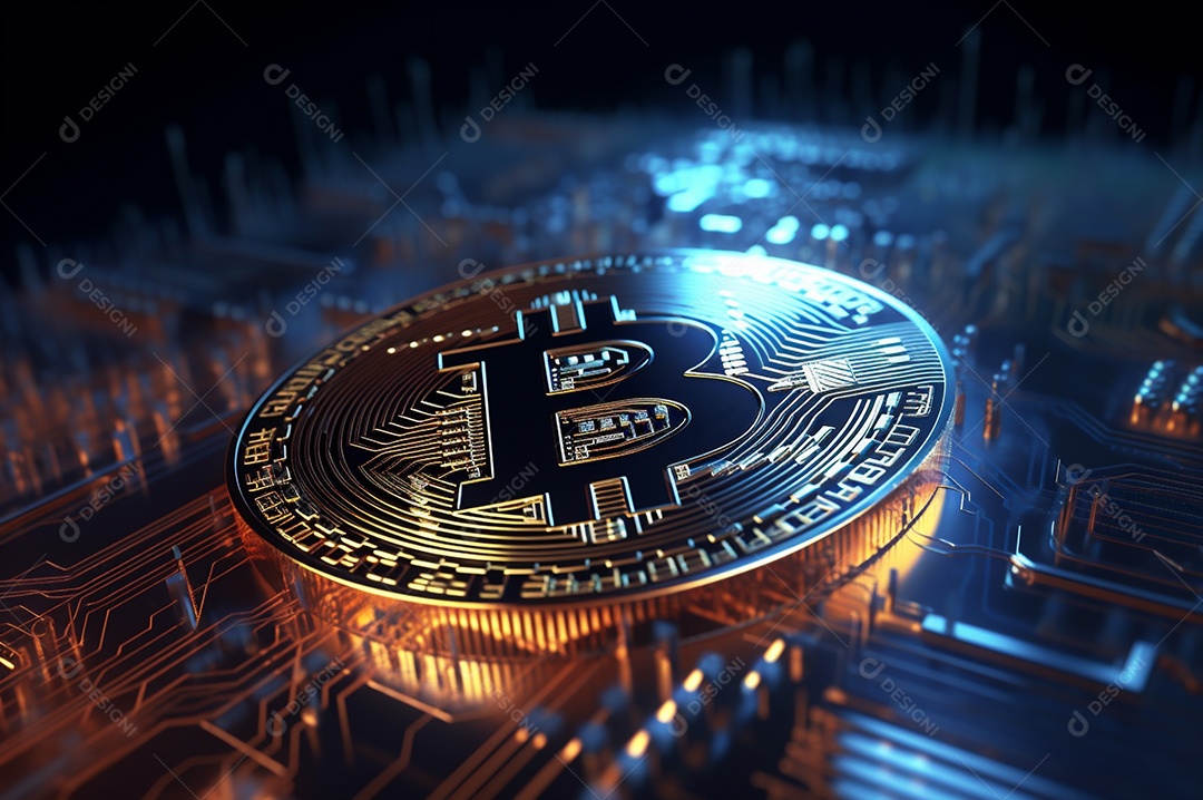 Criptografia digital de moeda criptográfica de blockchain de ícone Bitcoin, conceito de plano de fundo de conexões de rede global de tecnologia.