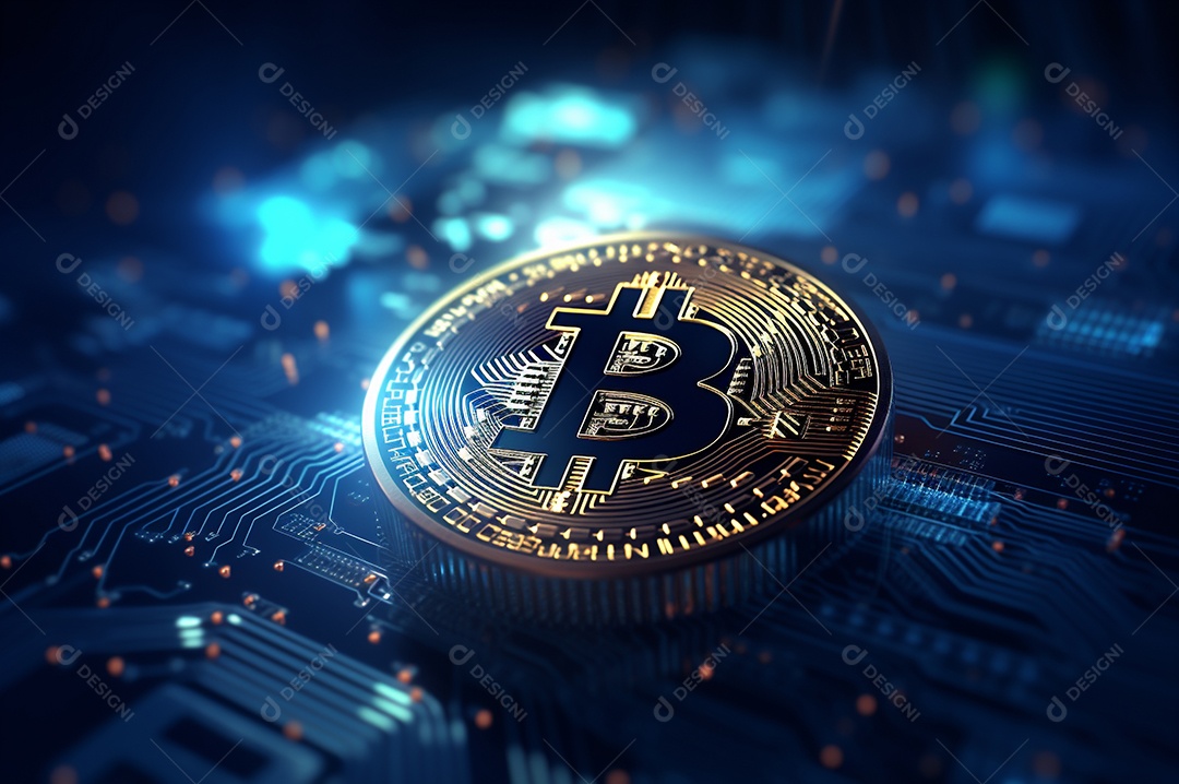 Criptografia digital de moeda criptográfica de blockchain de ícone Bitcoin, conceito de plano de fundo de conexões de rede global de tecnologia.