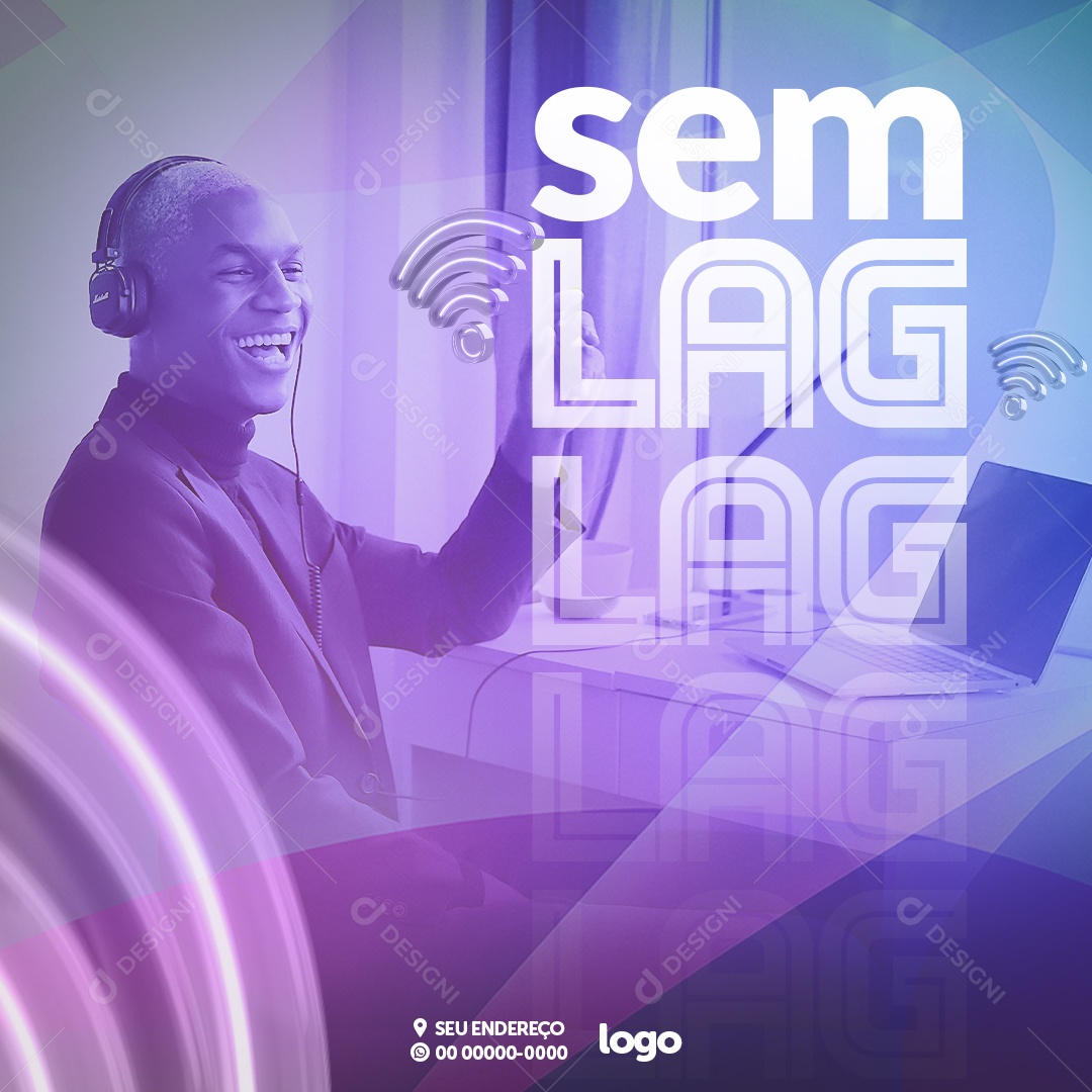 Sem Lag Provedor De Internet Social Media PSD Editável