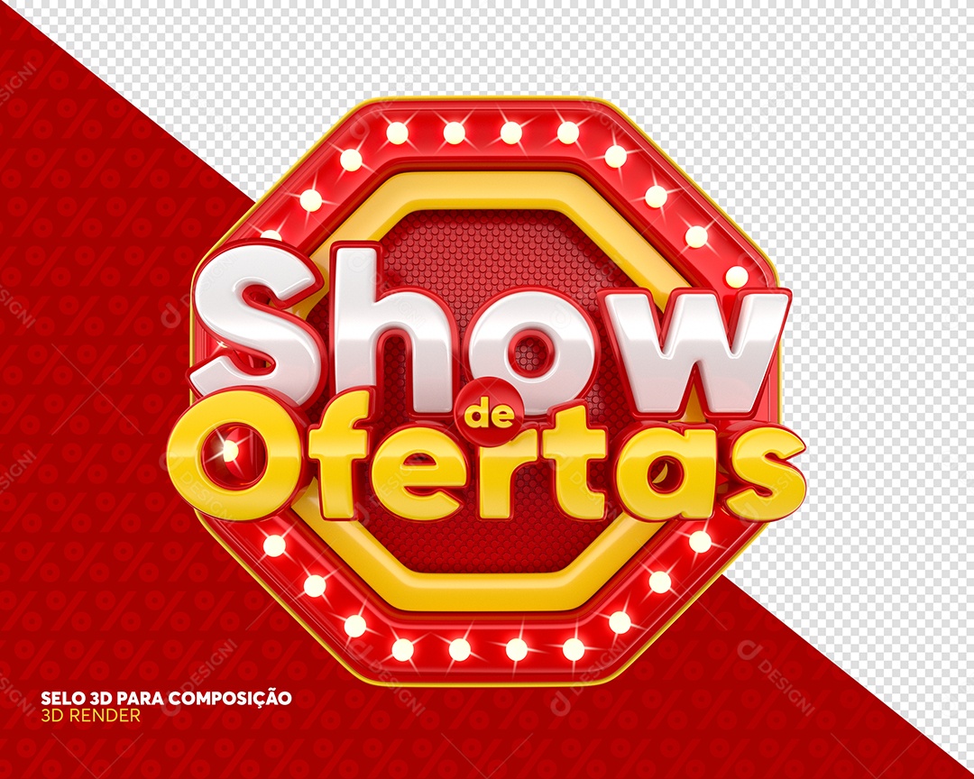 Show De Ofertas Selo 3D Vermelho Para Composição PSD