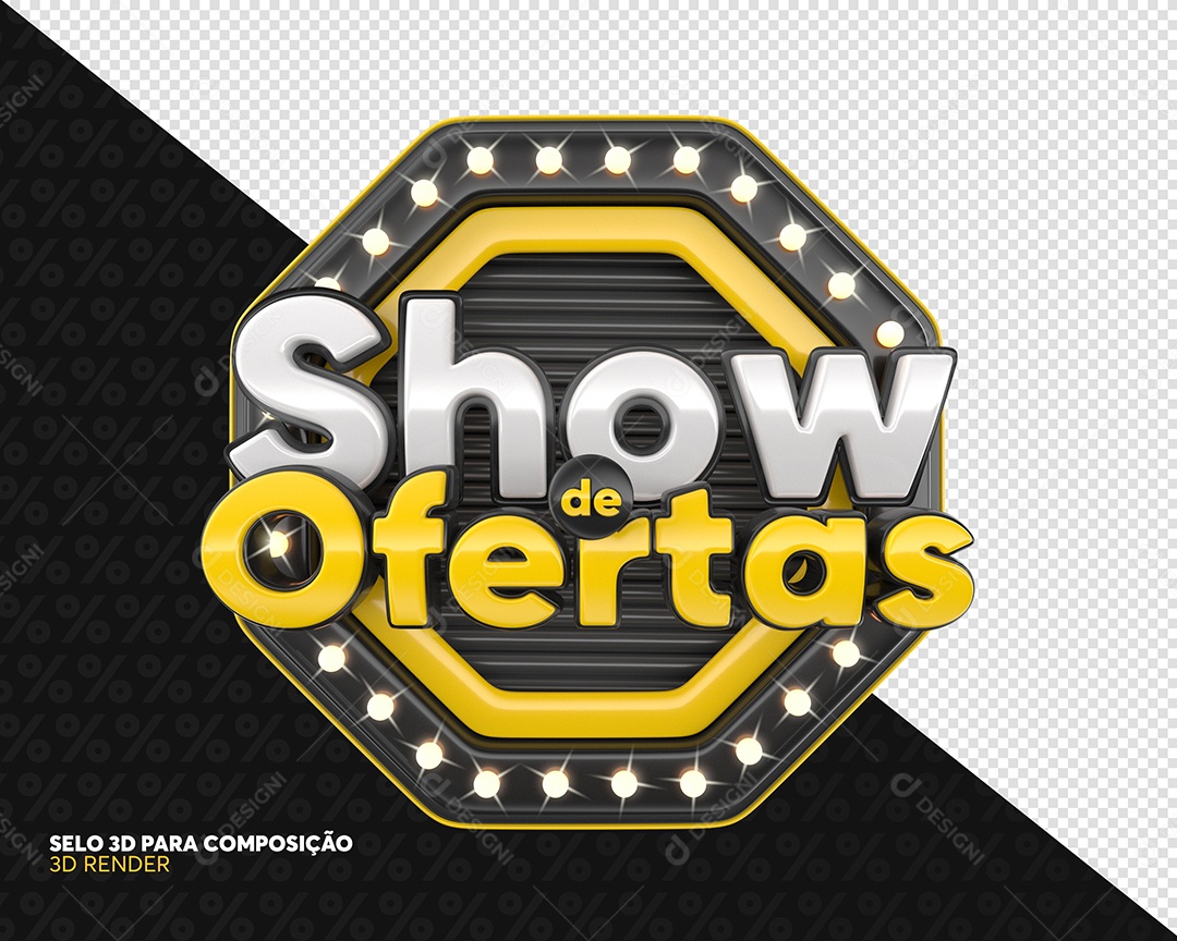 Offer Show 3D Black Stamp For PSD Composition