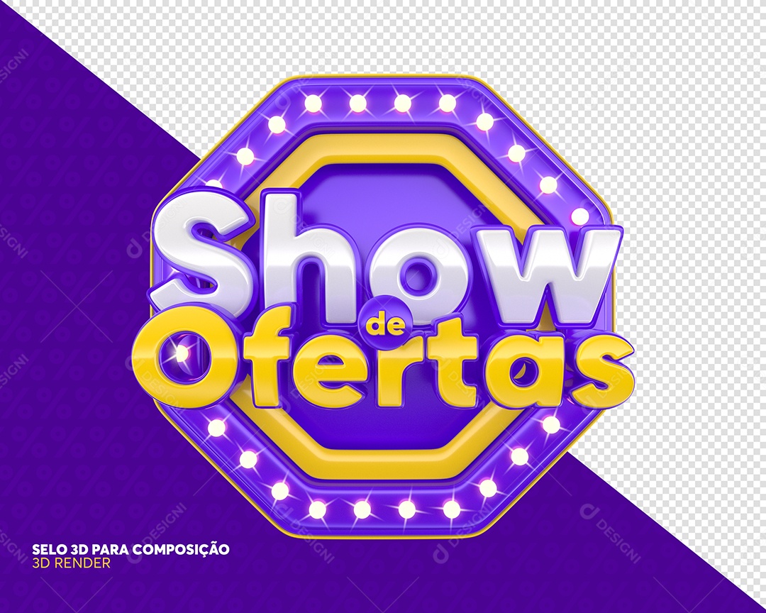 Show De Ofertas Selo 3D Roxo Para Composição PSD