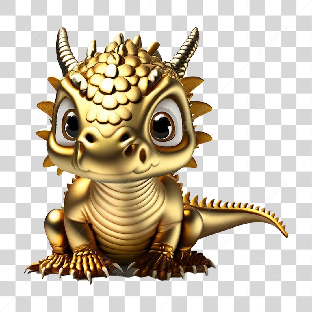 Bebê Dragão Dourado PNG Transparente