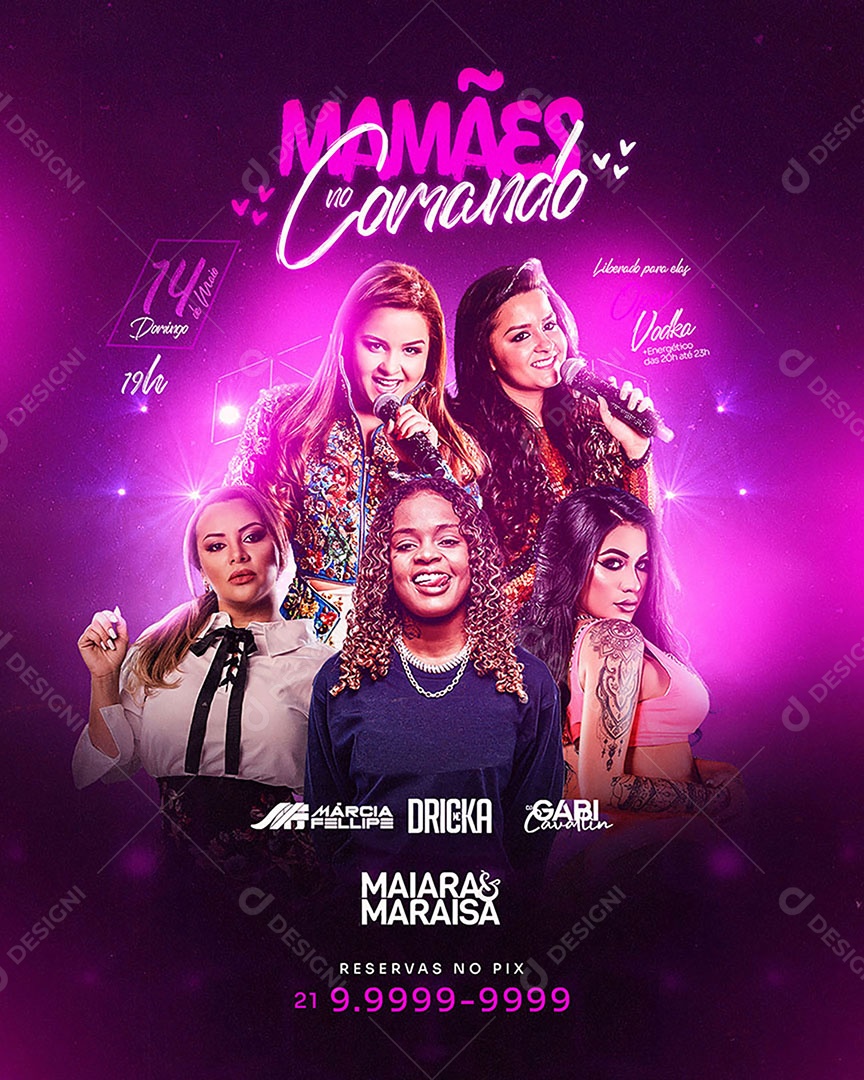 Social Media Flyer Mamães No Comando Cantoras PSD Editavel