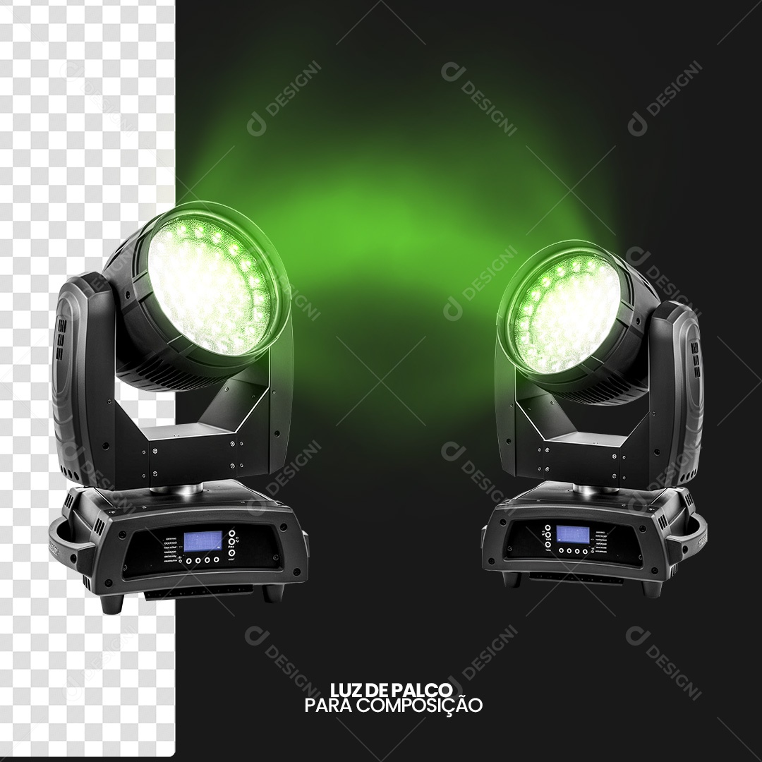 Luz De Palco Verde Elemento 3D Para Composição PSD Transparente