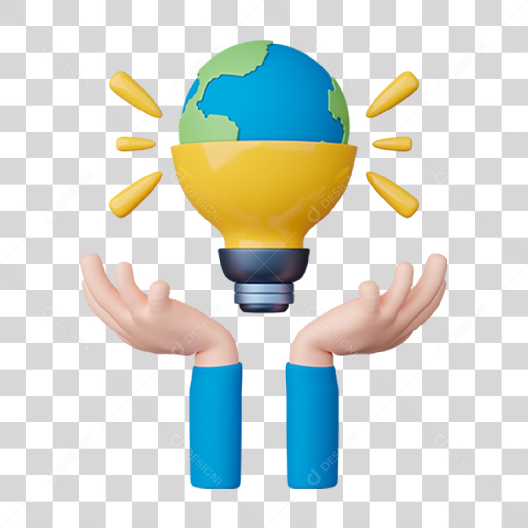 Elemento 3D Lâmpada  Planeta PNG Transparente