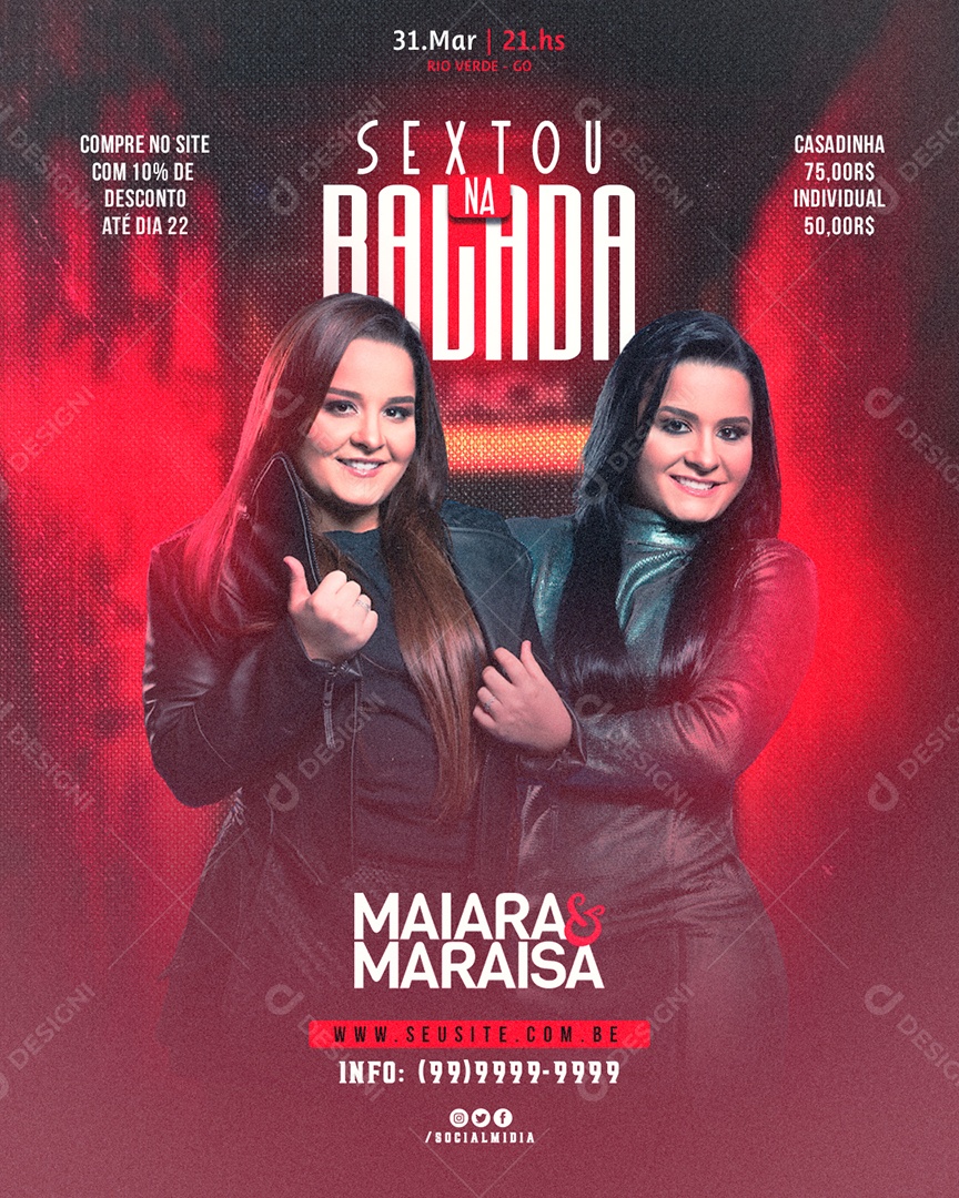 Social Media Flyer Feed Sextou Na Balada Maiara E Maraisa PSD Editável
