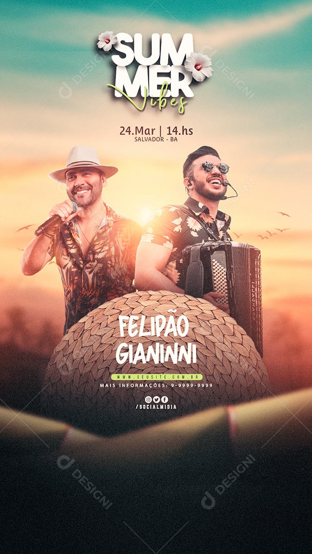 Social Media Flyer Story Sumer Vibes Felipão E Gianinni PSD Editavel