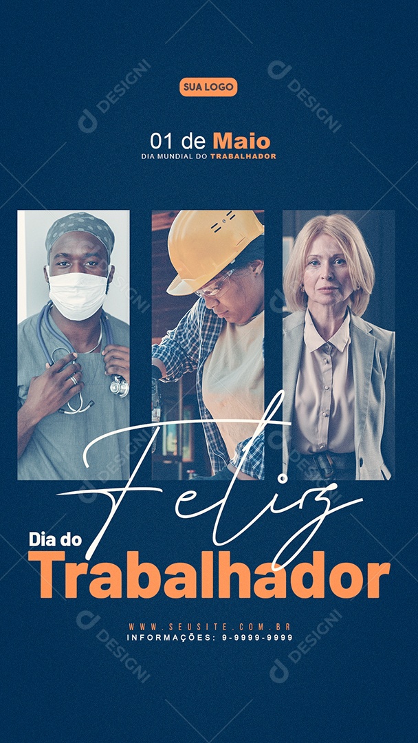 Social Media Story 01 De Maio Feliz Dia Do Trabalhador PSD Editavel