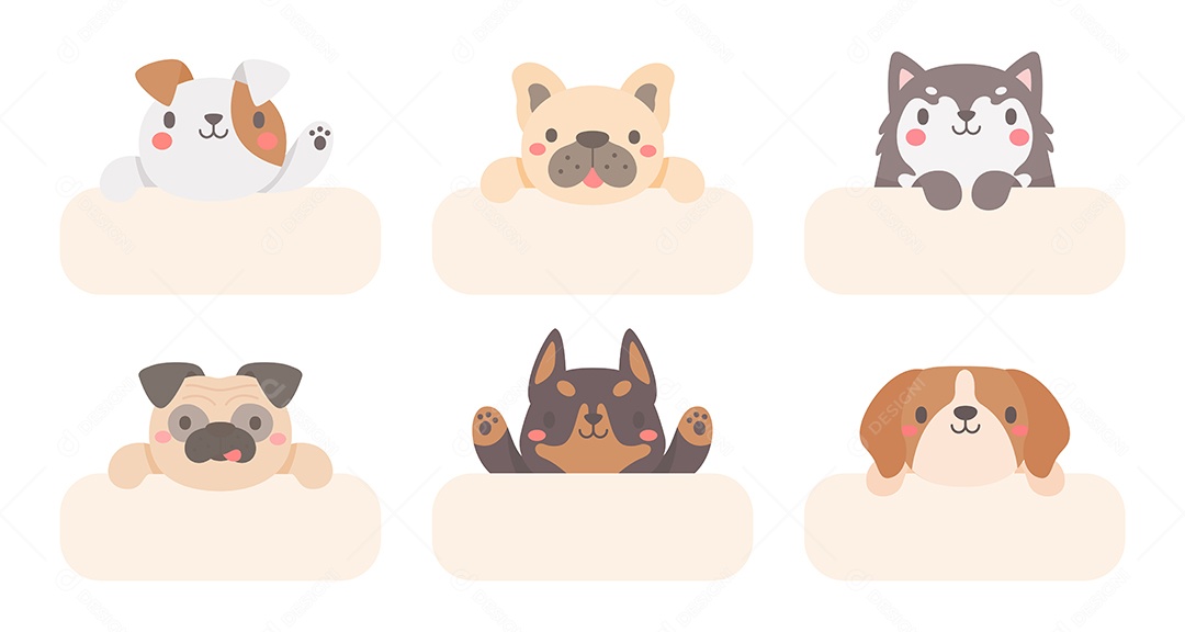 Desenhos De Cães e Gatos Filhotes Vetor EPS