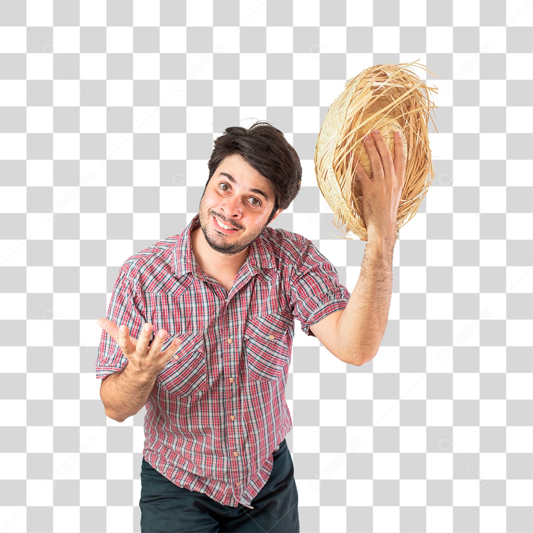 Bearded young man in costume celebrating June festivities Transparent PNG