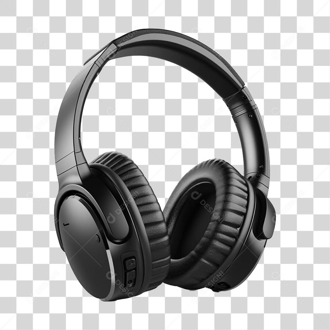 Headphone Preto PNG Transparente