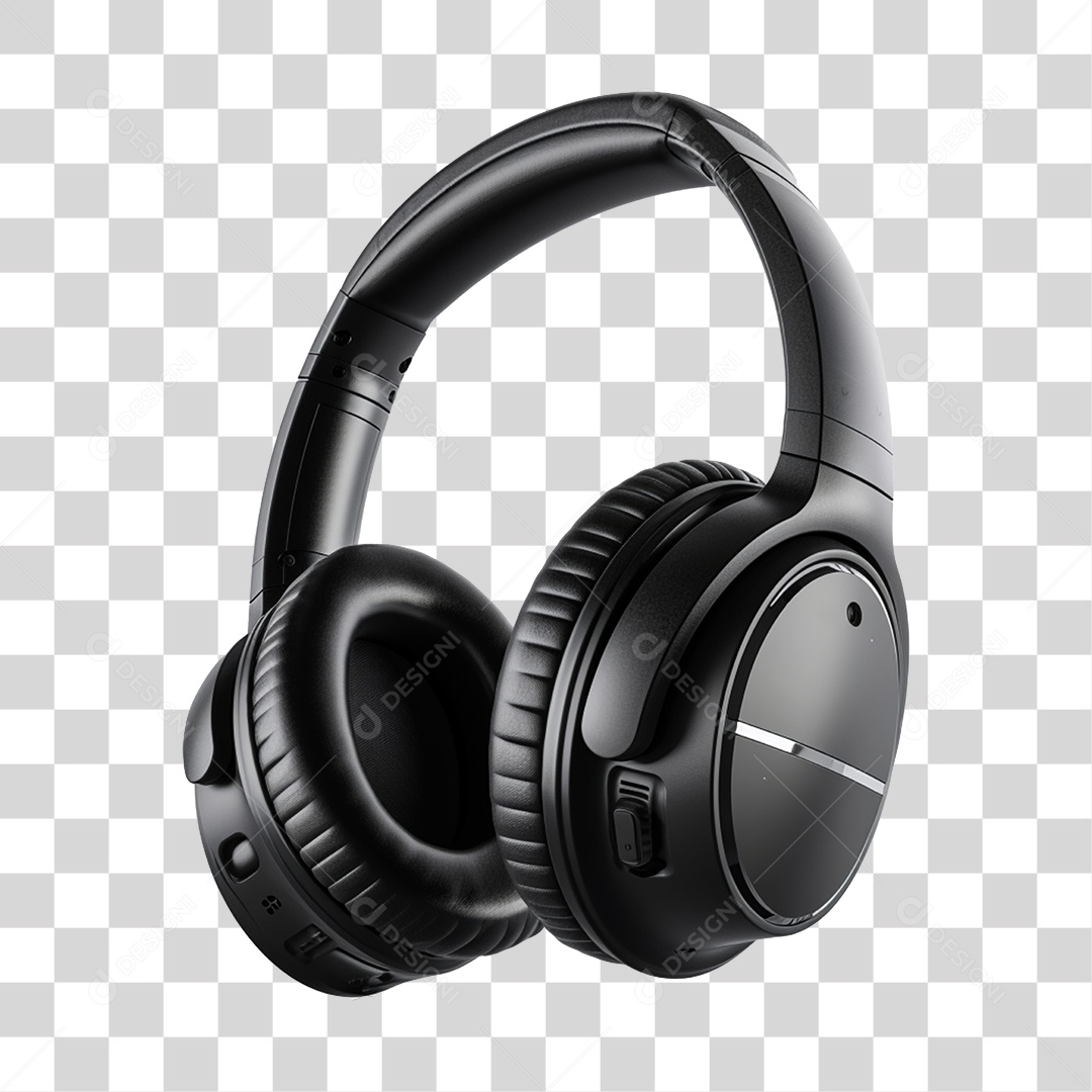 Headphone Preto PNG Transparente