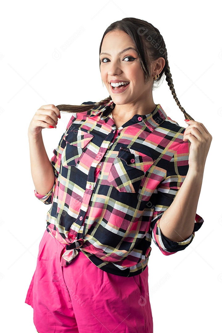 Linda garota com trajes de festa junina