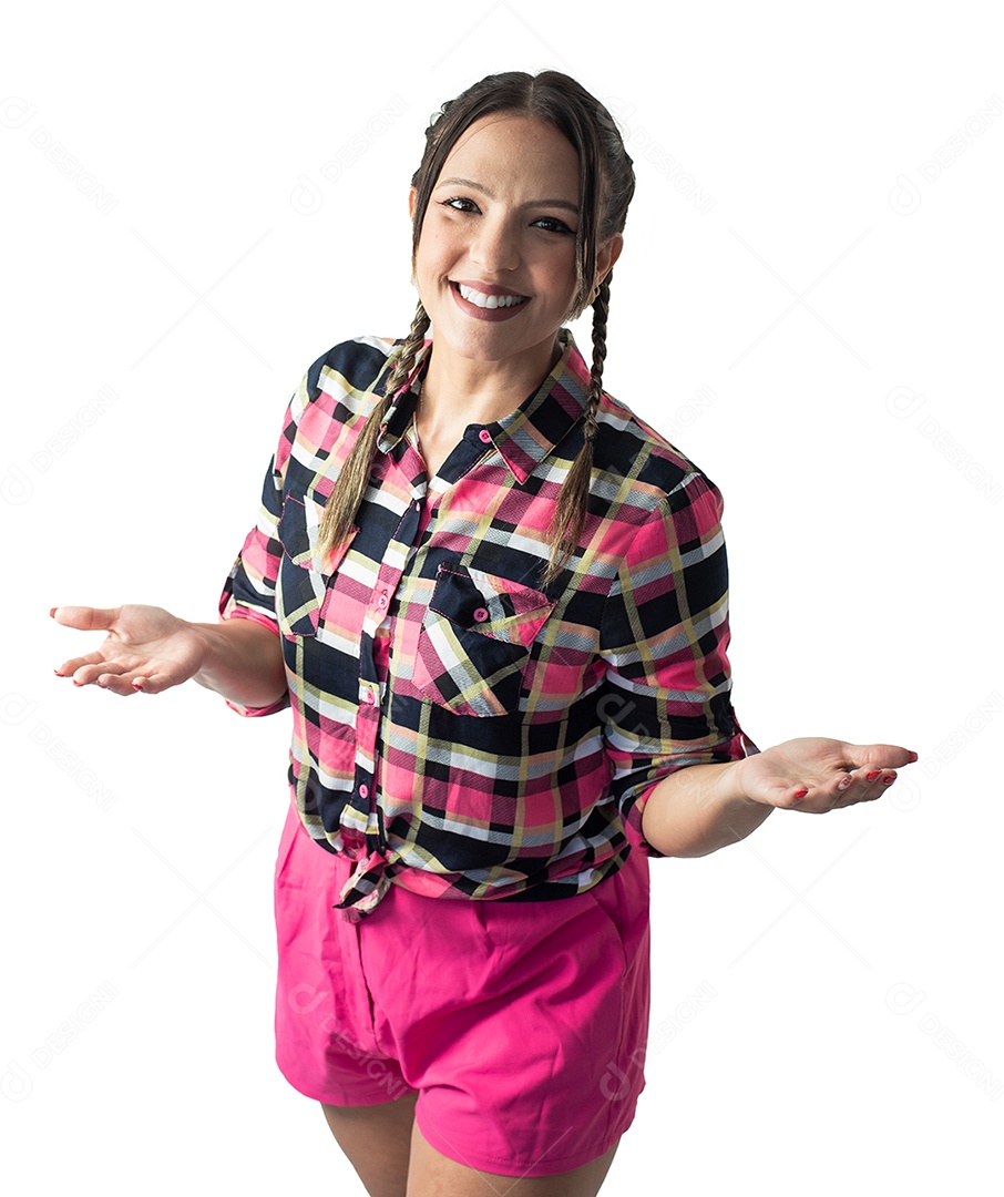 Linda garota com trajes de festa junina