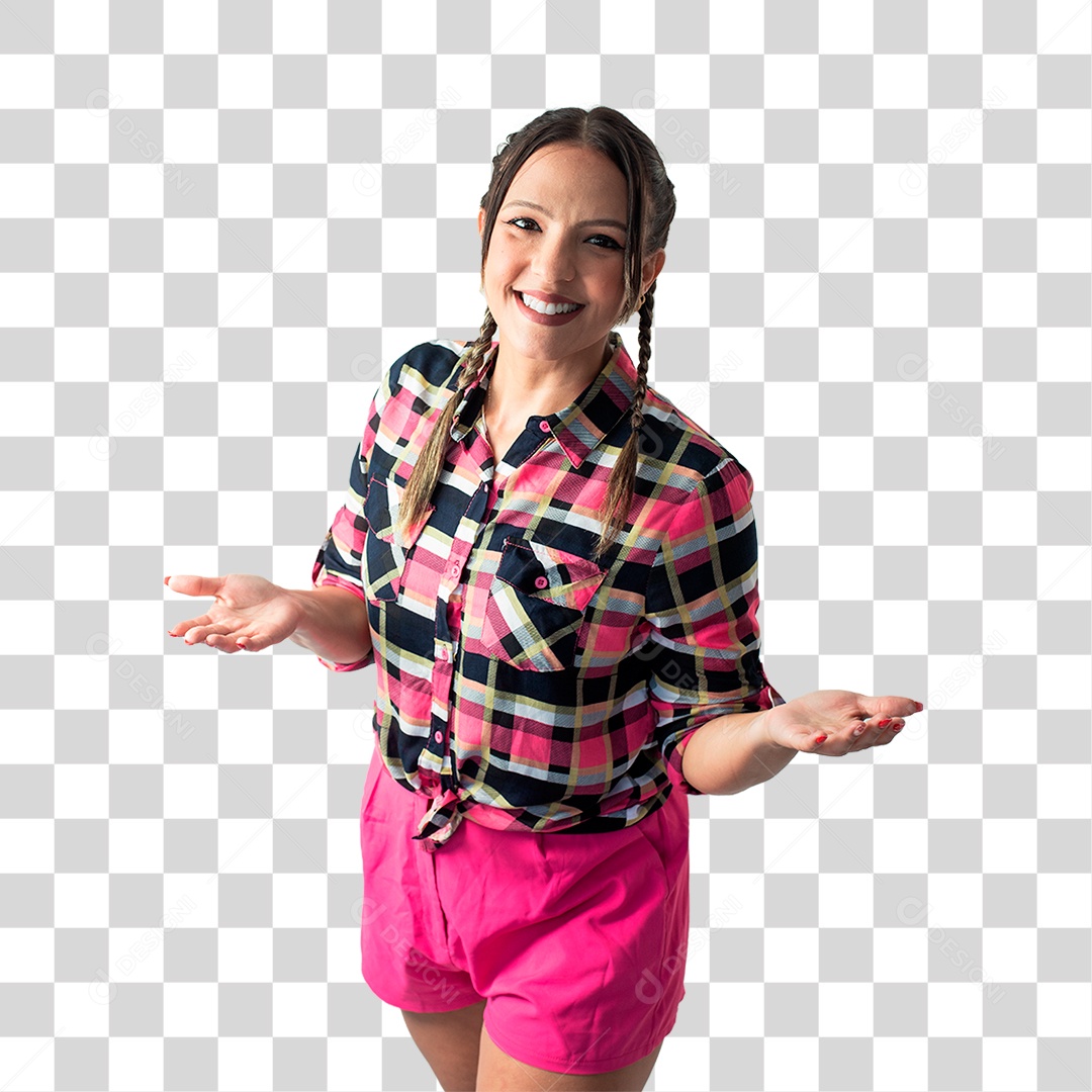 Linda mulher jovem fantasiada celebrando festas juninas PNG Transparente