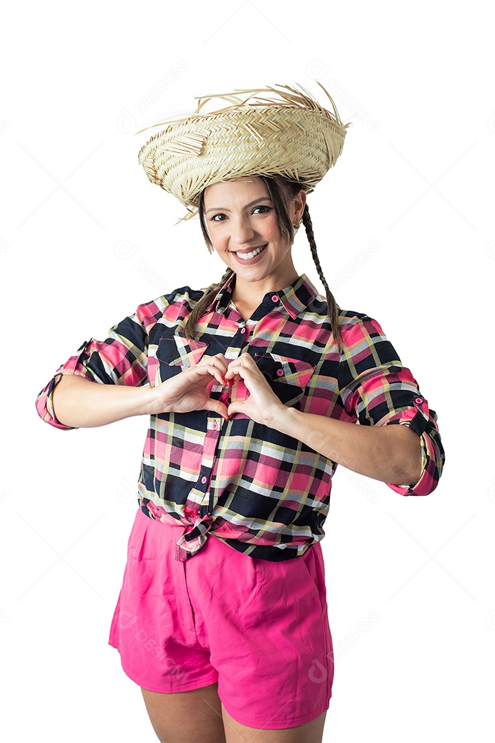 Linda garota com trajes de festa junina