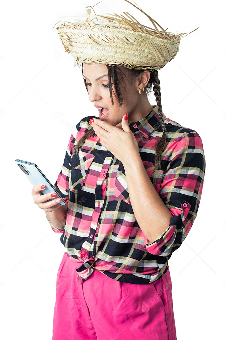 Linda garota com trajes de festa junina