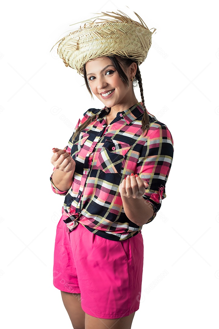 Linda garota com trajes de festa junina