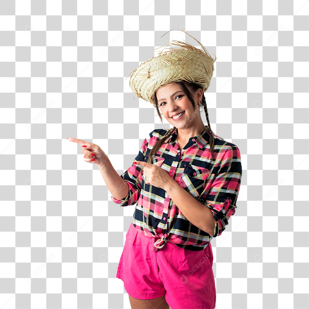 Linda mulher jovem fantasiada celebrando festas juninas PNG Transparente