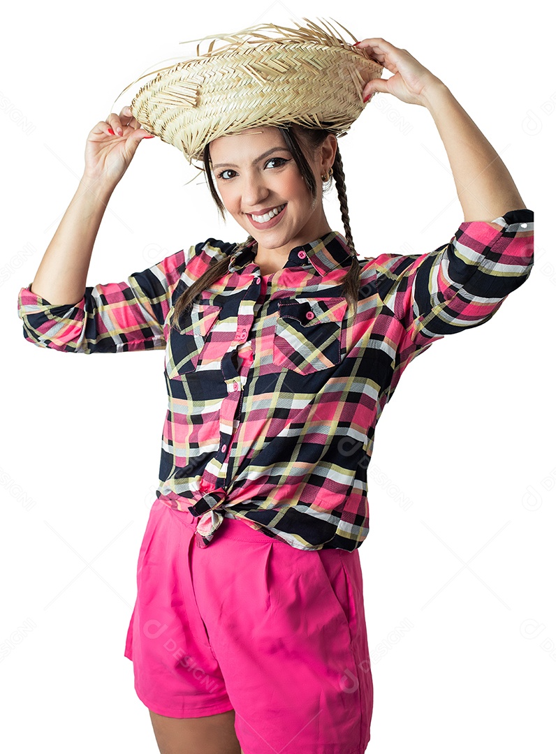 Linda garota com trajes de festa junina