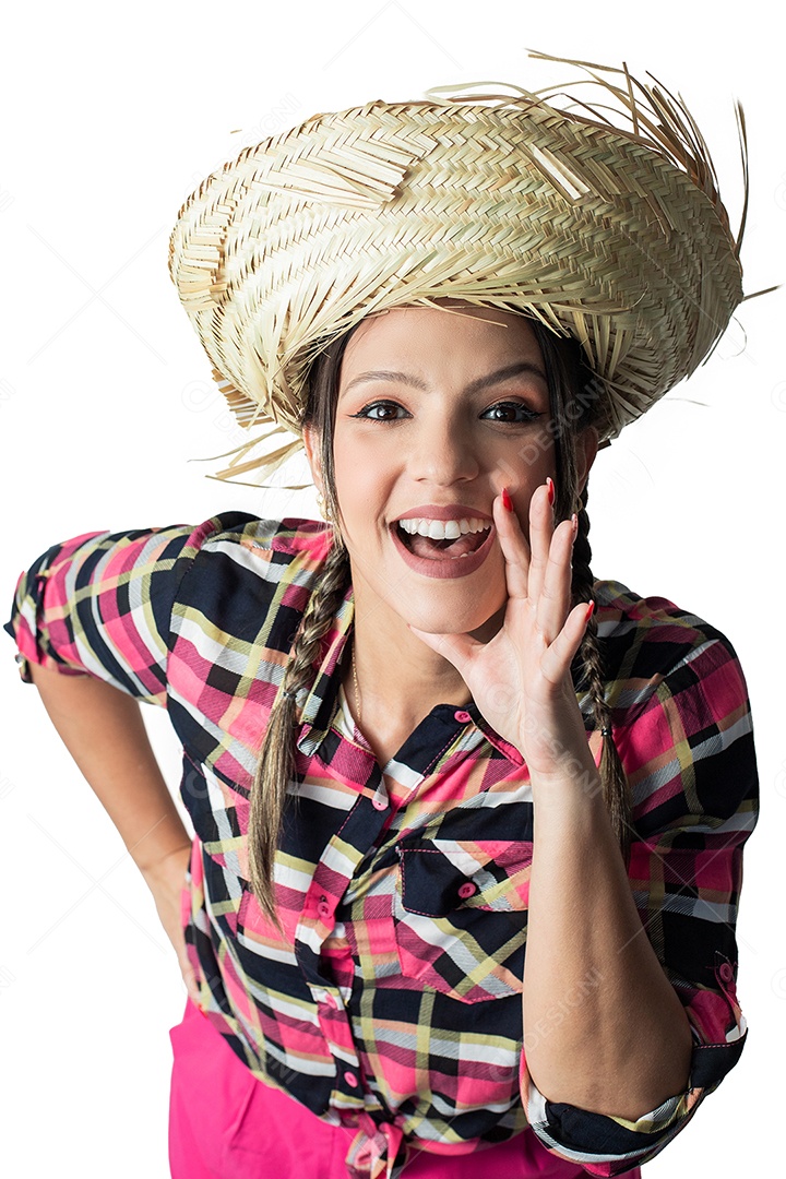 Linda garota com trajes de festa junina