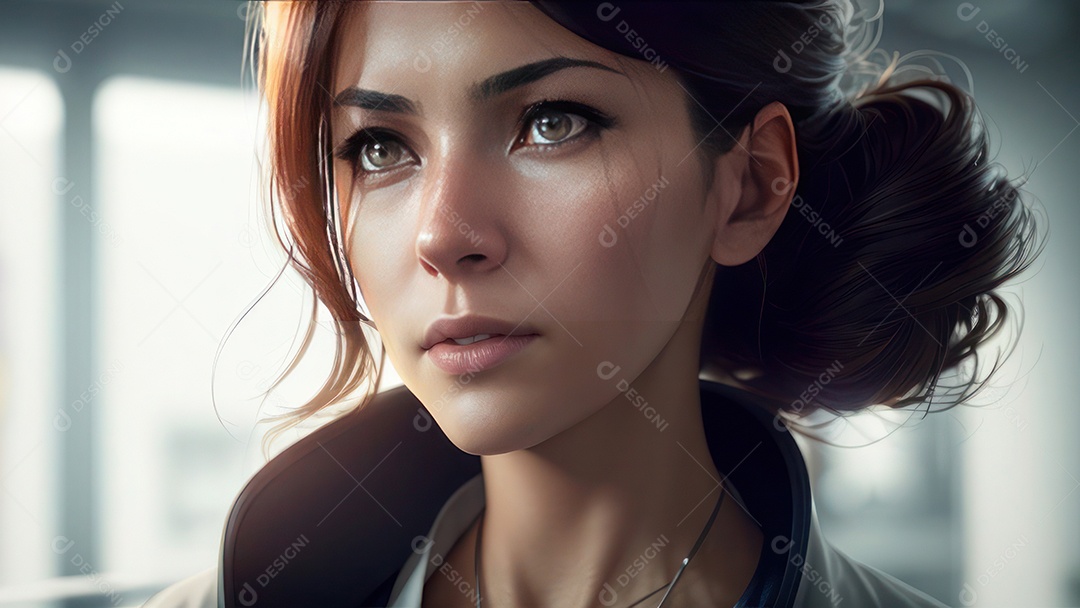 Imagem realista de pessoa jovem biomédico sobre laboratório.