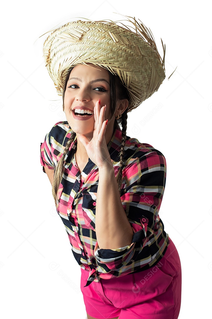 Linda garota com trajes de festa junina