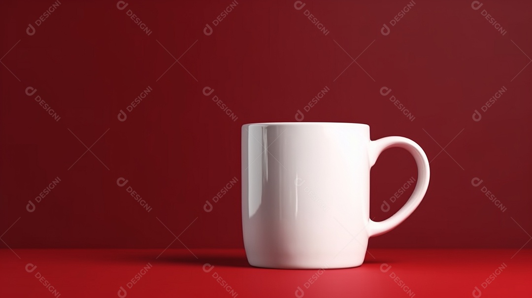 Xícara de chá ou café em um fundo vermelho