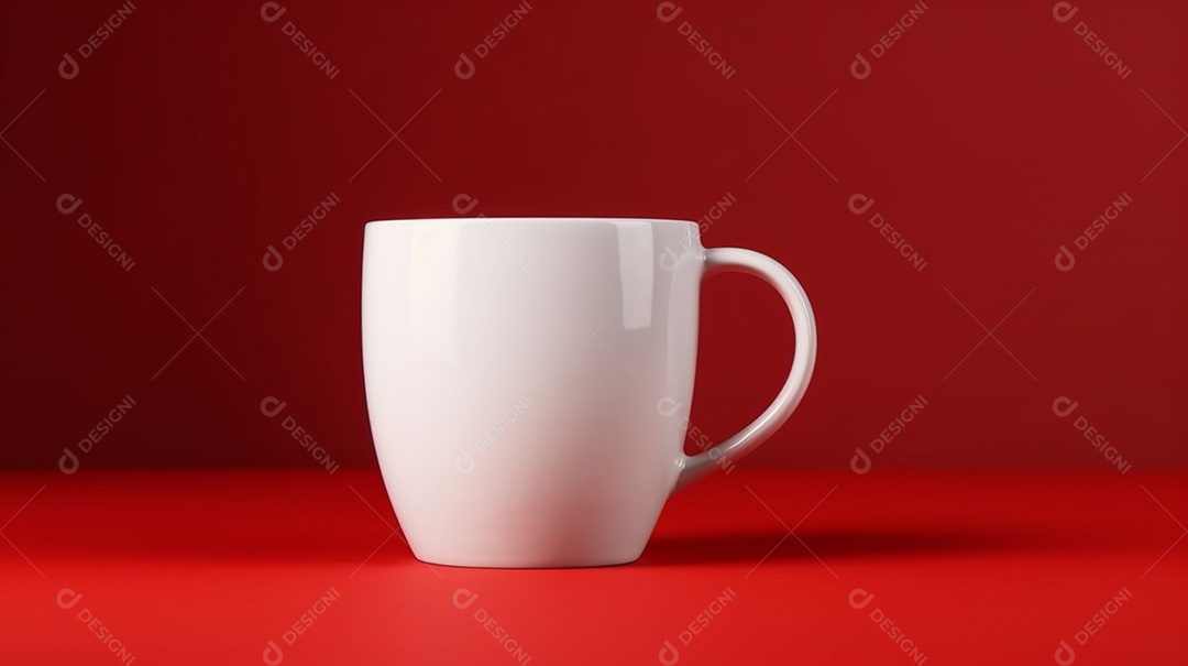 Xícara de chá ou café em um fundo vermelho