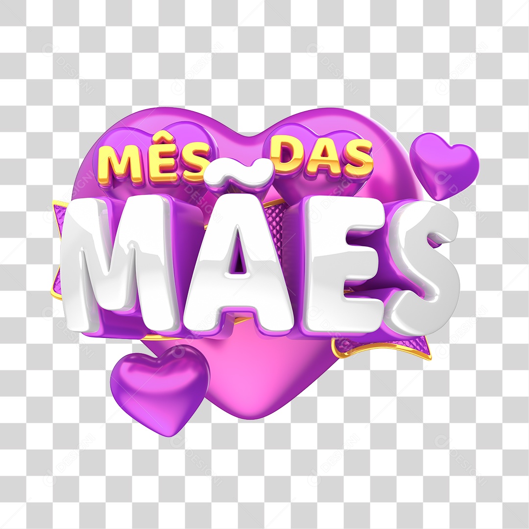 Mês Das Mães Em Formato De Coração Selo 3D PNG Transparente