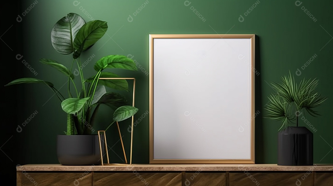 Simule a moldura do pôster no fundo interior moderno