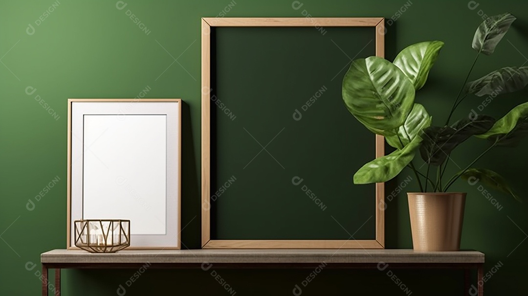 Simule a moldura do pôster no fundo interior moderno