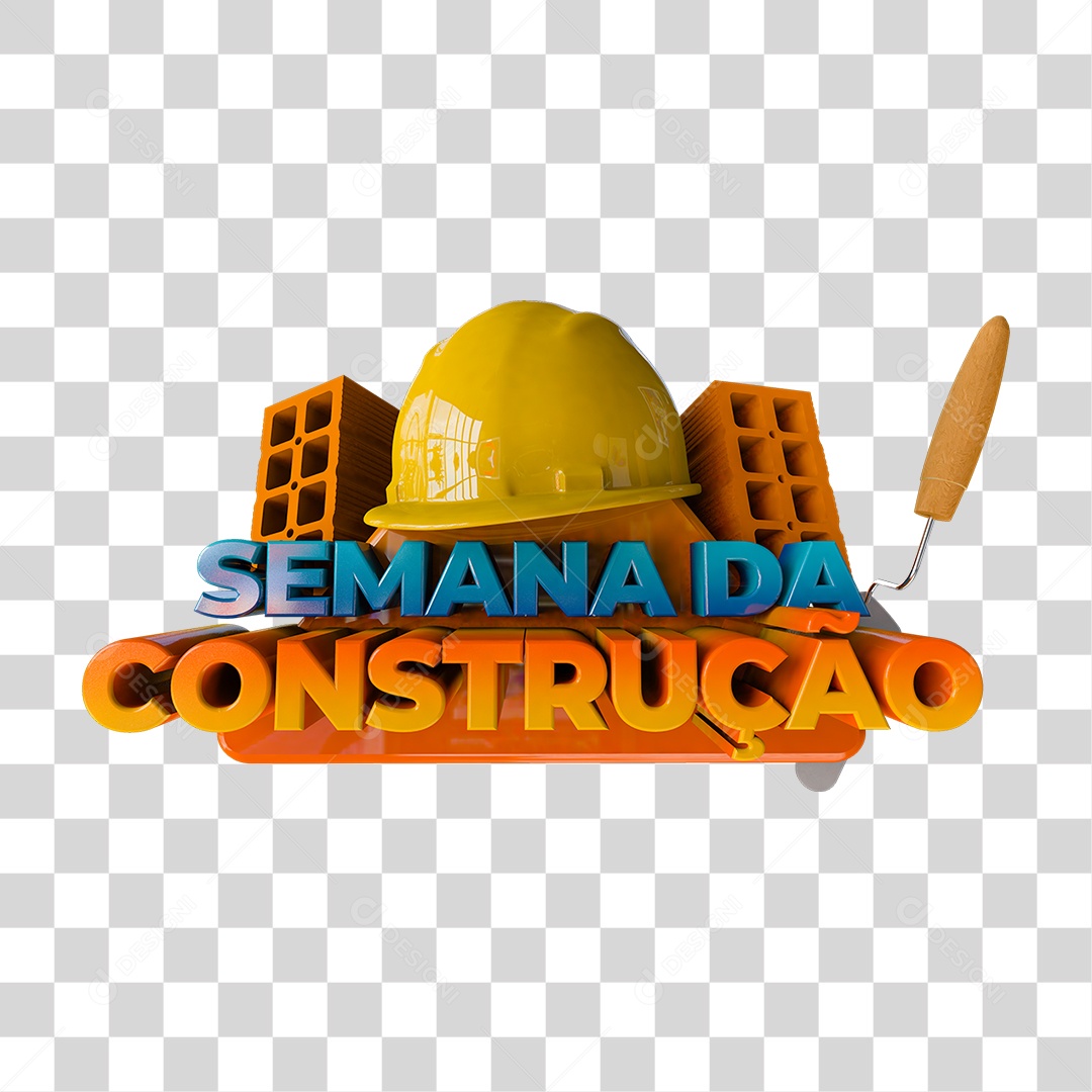 Selo 3D Semana da Construção PNG Transparente
