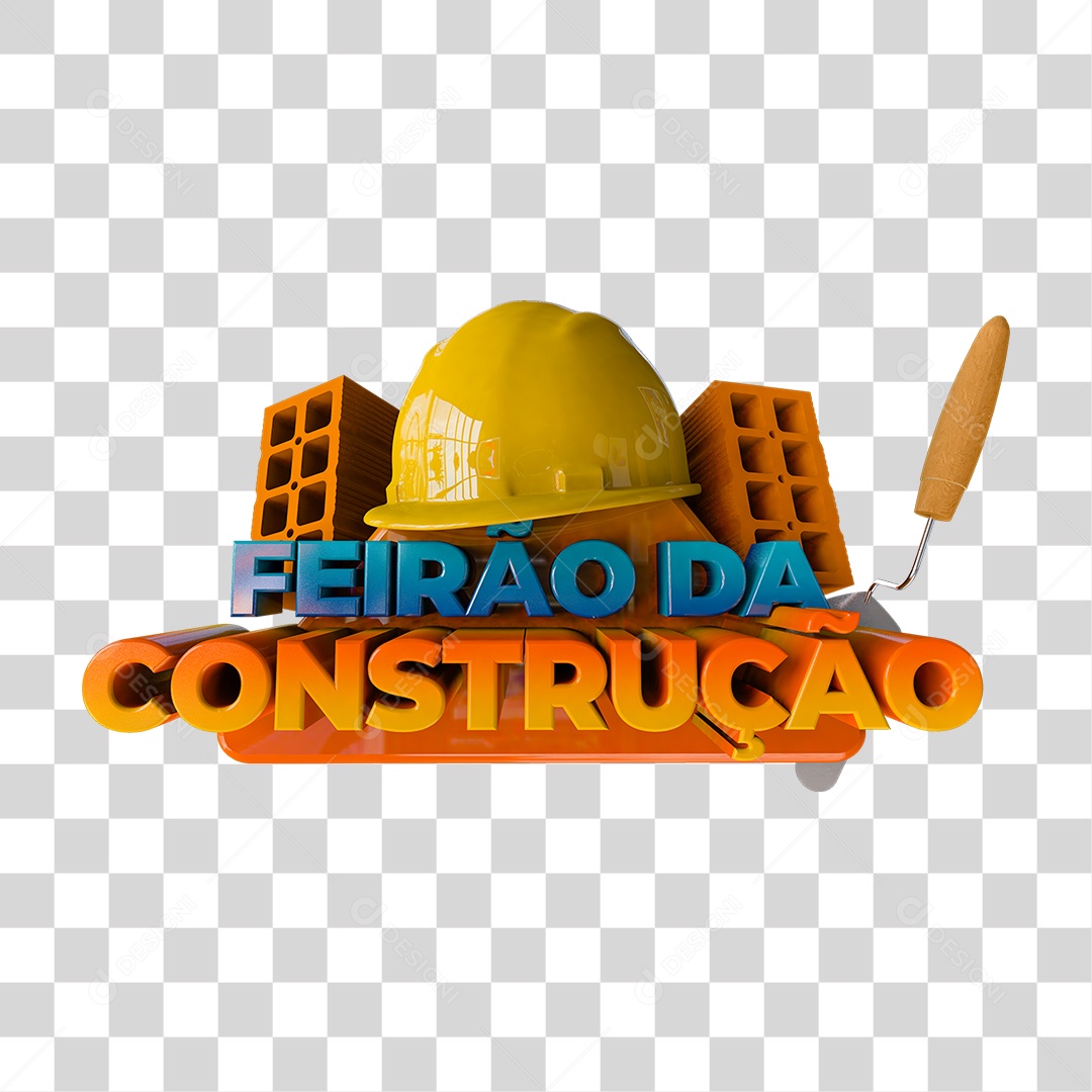 Selo 3D Feirão da Construção PNG Transparente
