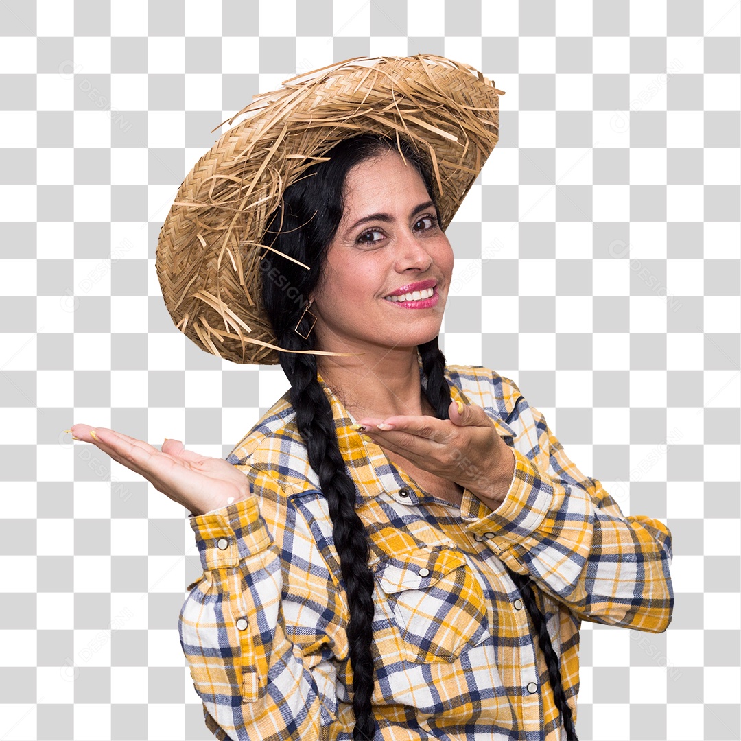 Mulher vestida de caipira São João Festa junina PNG Transparente