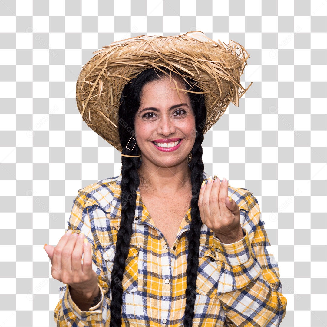 Mulher vestida de caipira São João Festa junina PNG Transparente