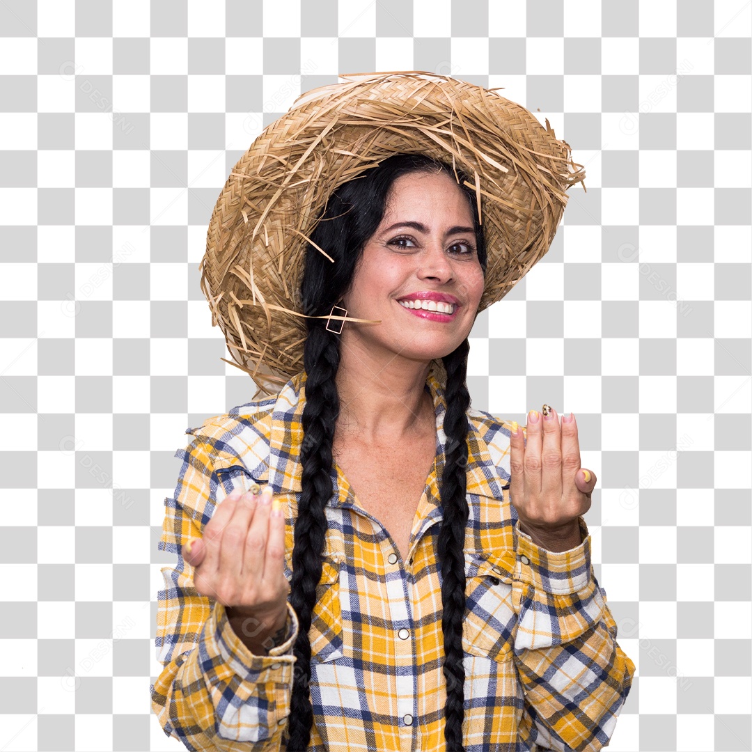 Mulher vestida de caipira São João Festa junina PNG Transparente