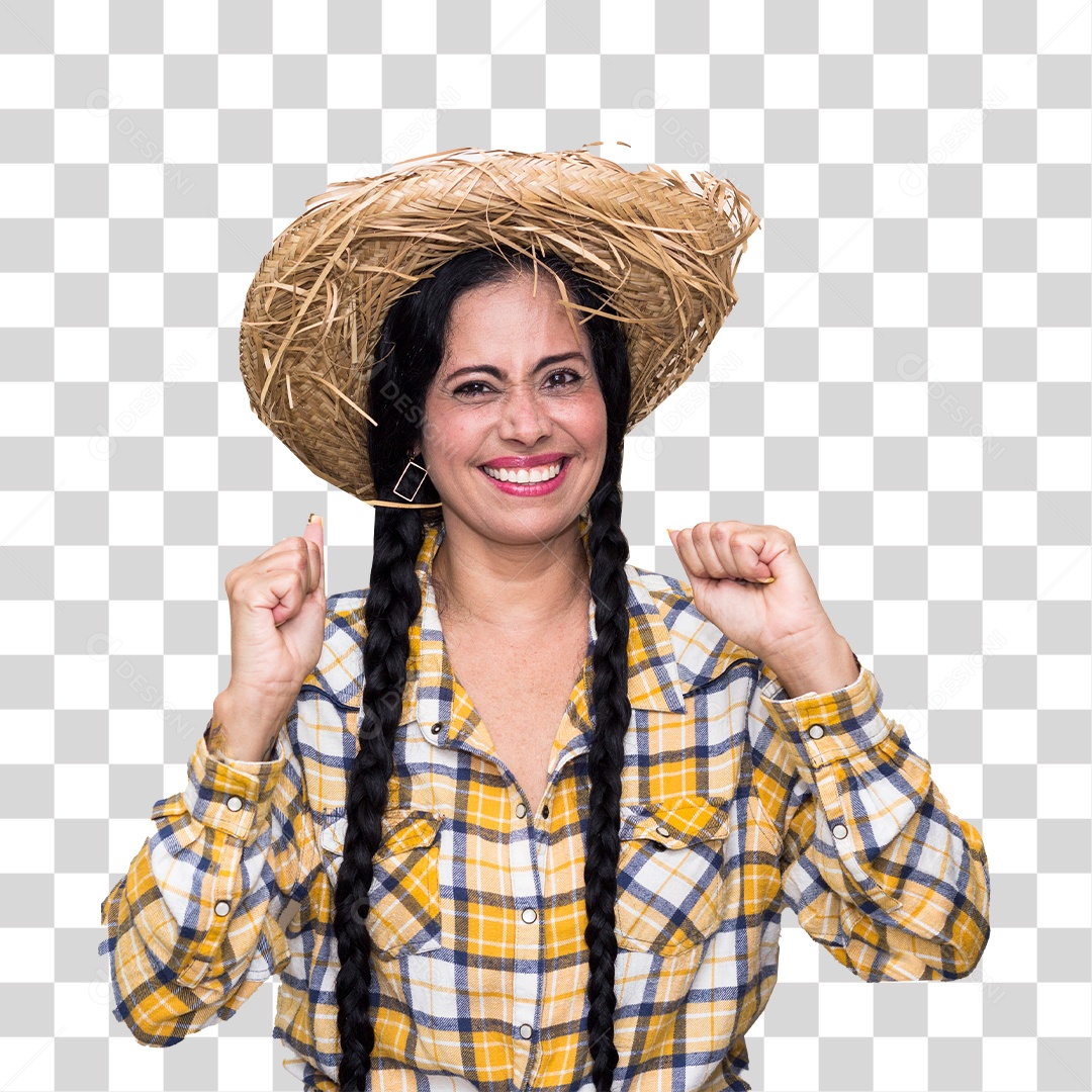 Mulher vestida de caipira São João Festa junina PNG Transparente