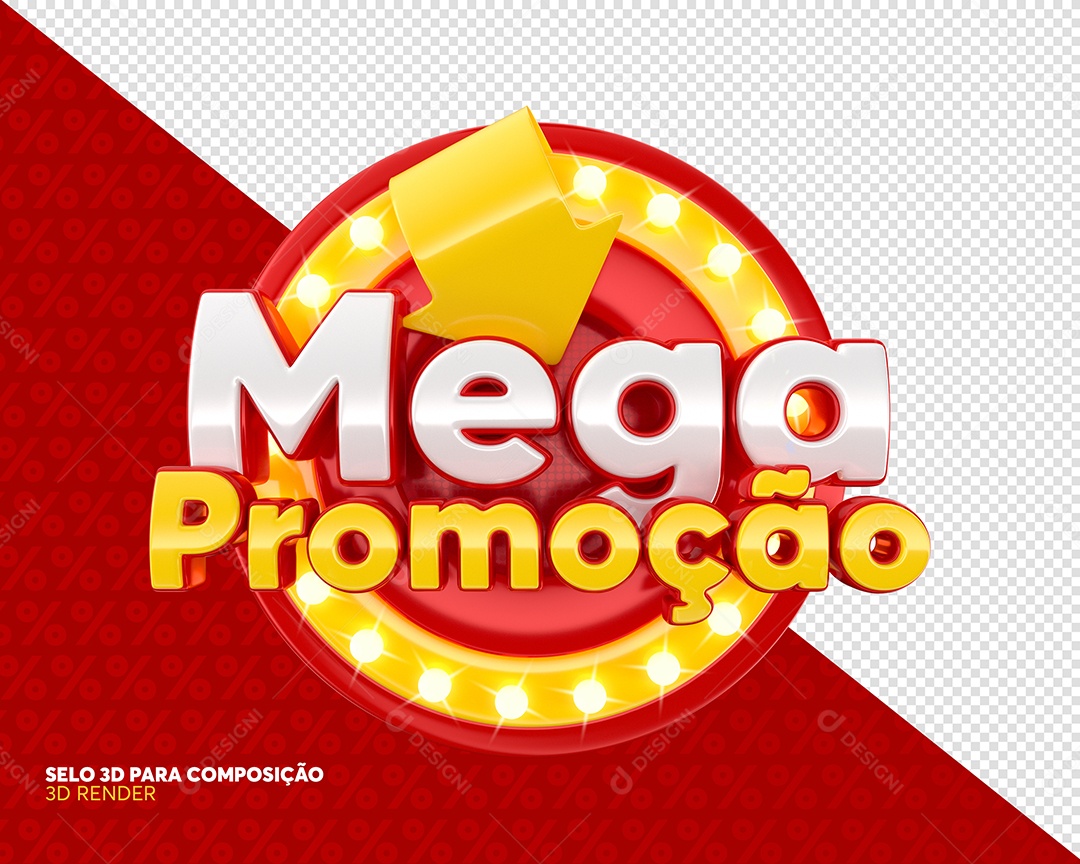 Mega Promoção Selo 3D Vermelho E Dourado Para Composição PSD