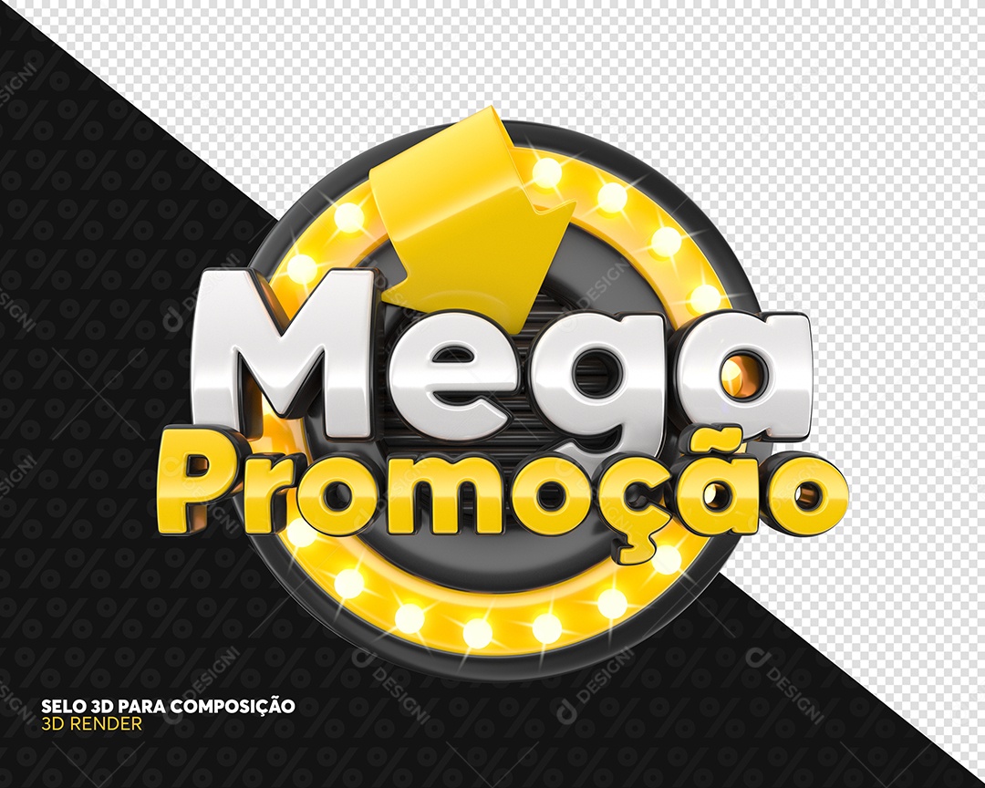 Mega Promoção Selo 3D Preto E Dourado Para Composição PSD