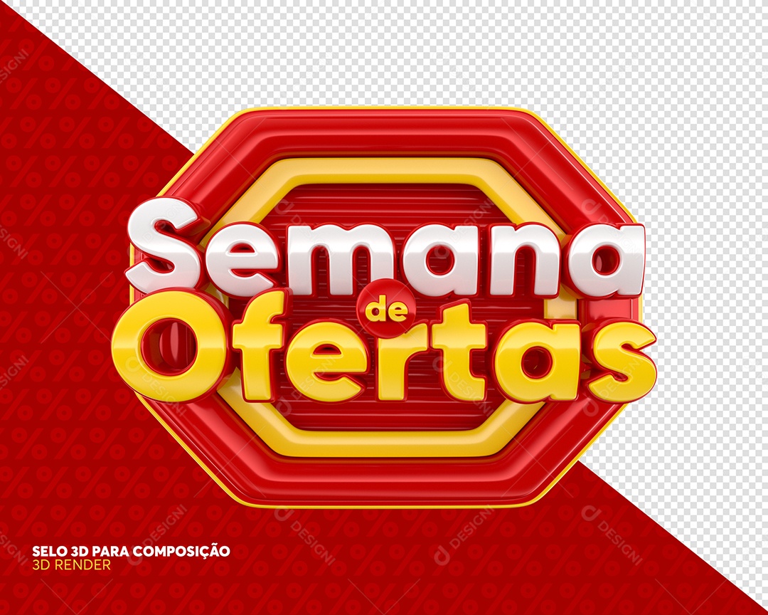 Semana De Ofertas Selo 3D Vermelho E Dourado Para Composição PSD